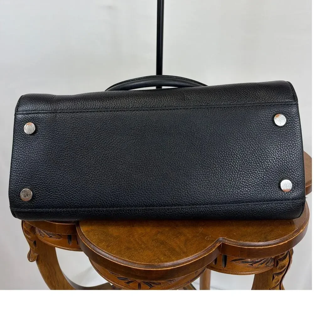 Michael Kors Black Pebble Leather Double Handle Large Outer Pocket Zip Tote Bag